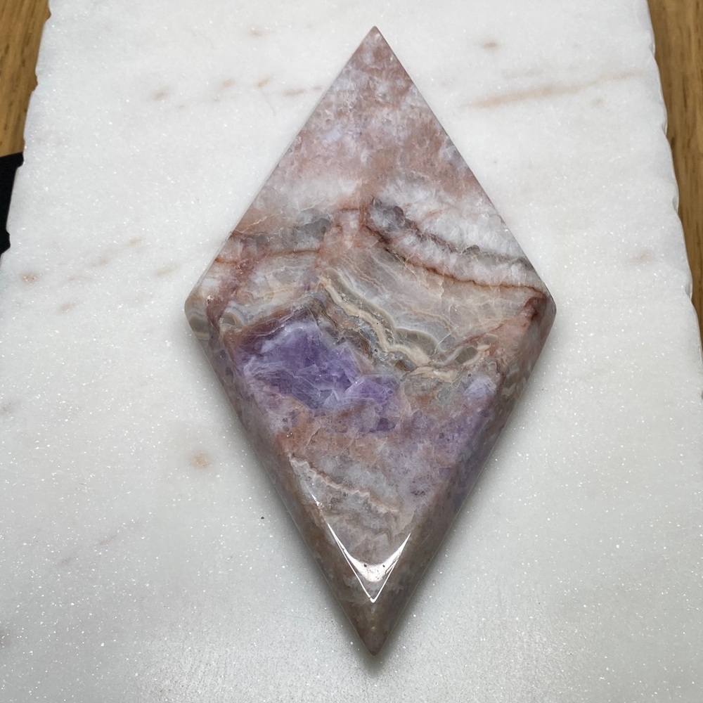 Natural Chevron Amethyst Diamond-Shaped Stone | Banded Lavender & Pink Crystal |
